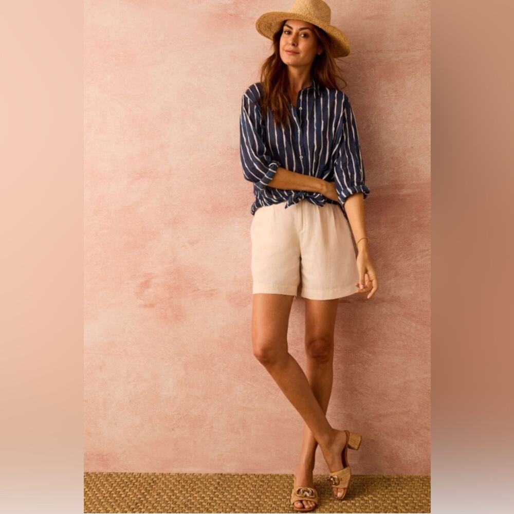 NIC+Zoe 6" RUMBA LINEN TROUSER Boho SHORTs in Canvas Size 14